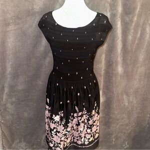 Floral Pink and Black Dress w/ Slip💐👗